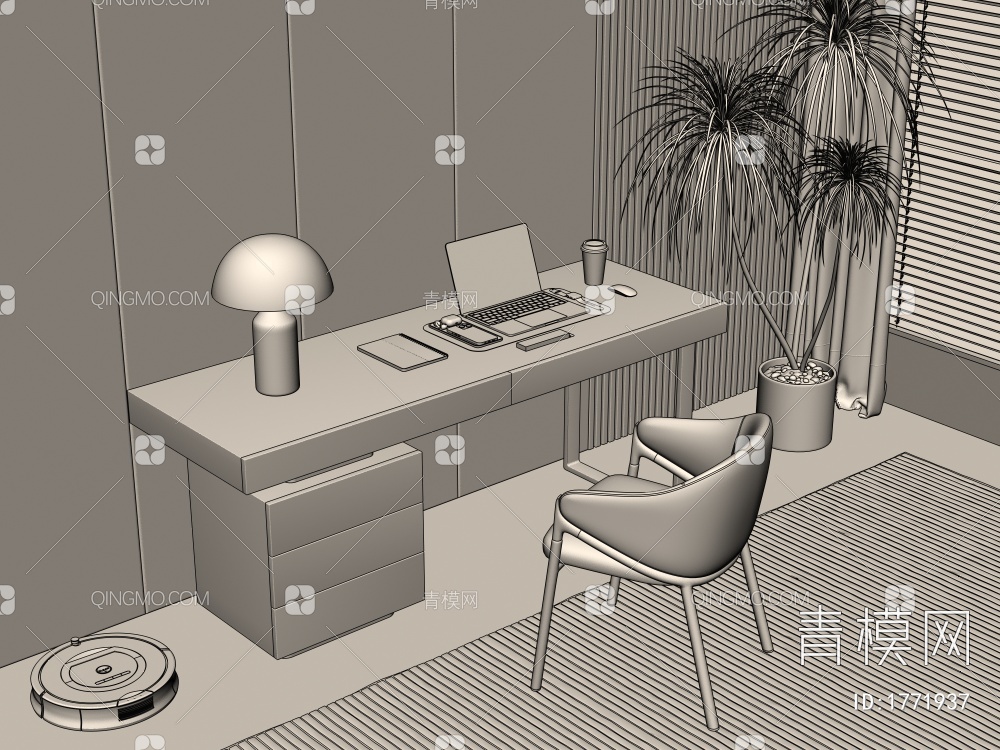 书桌椅组合3D模型下载【ID:1771937】