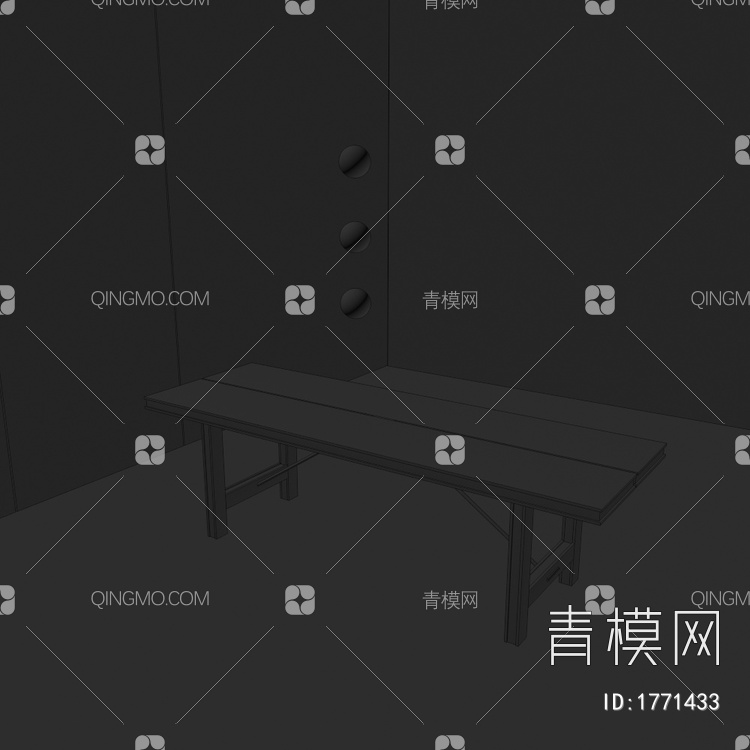 餐桌，黑色长桌，原木，不锈钢3D模型下载【ID:1771433】