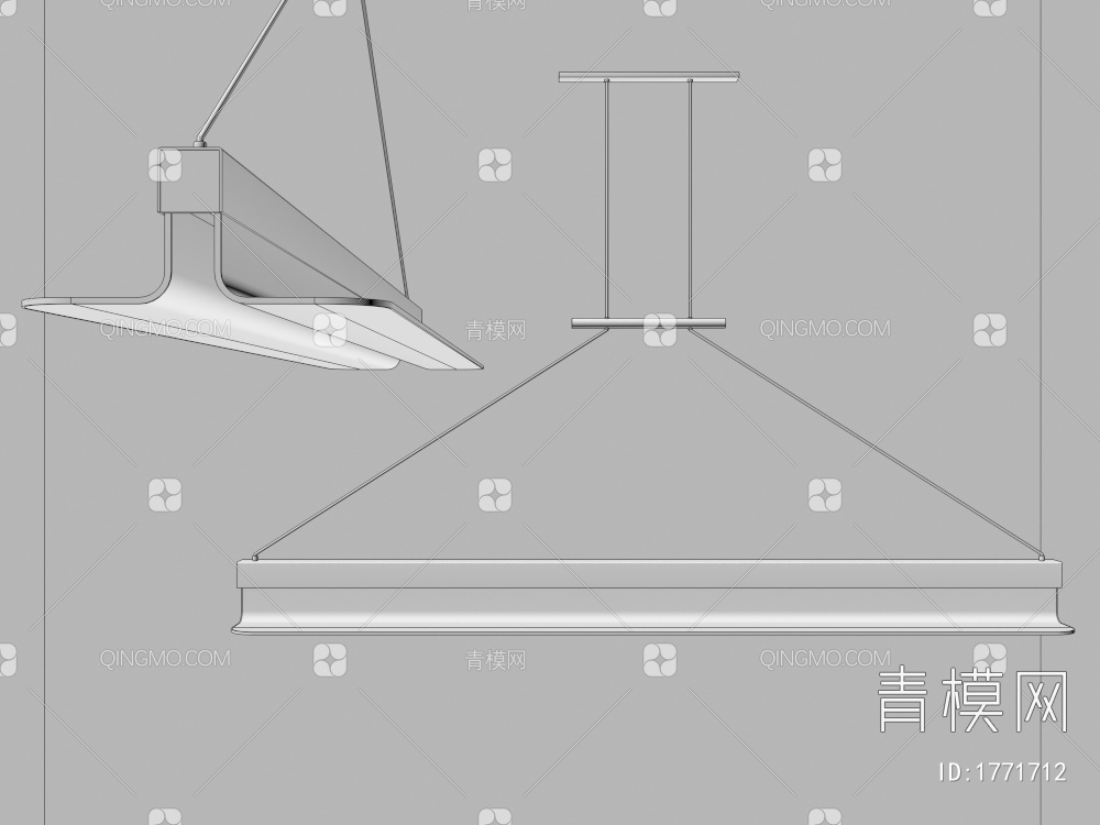 吊灯，一字型，长条，原木，黑钢3D模型下载【ID:1771712】
