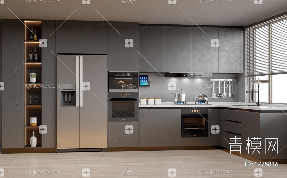 厨房 橱柜组合3D模型下载【ID:1775816】