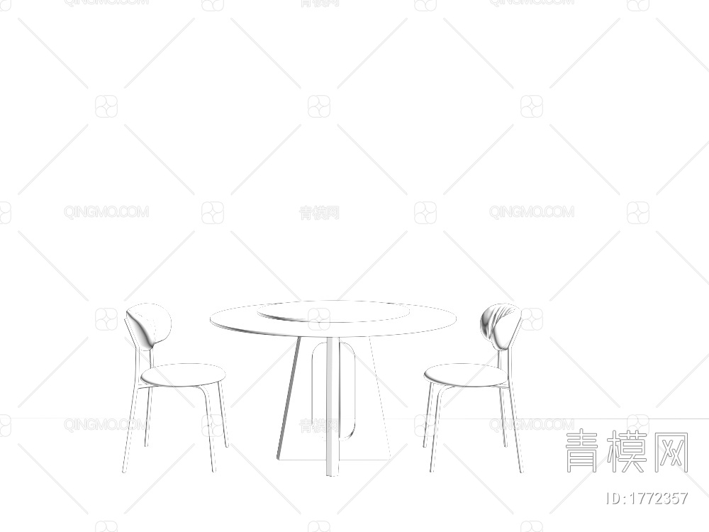 圆形餐桌椅组合3D模型下载【ID:1772357】