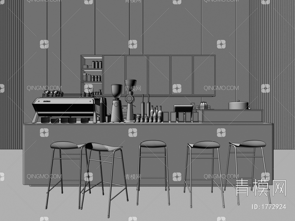 咖啡店吧台3D模型下载【ID:1772924】
