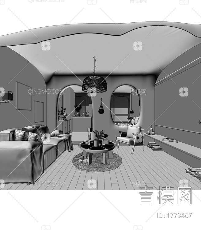民宿客厅3D模型下载【ID:1773467】