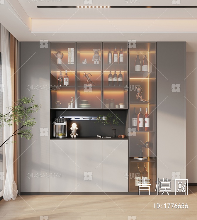 【酒柜 餐边柜组合3D模型】-现代VR有灯光有贴图MAX2016酒柜 餐边柜组合3d模型下载-ID1776656-免费3Dmax模型库 - 青 ...