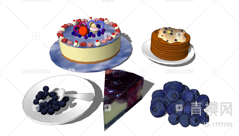 蓝莓蛋糕SU模型下载【ID:1777190】