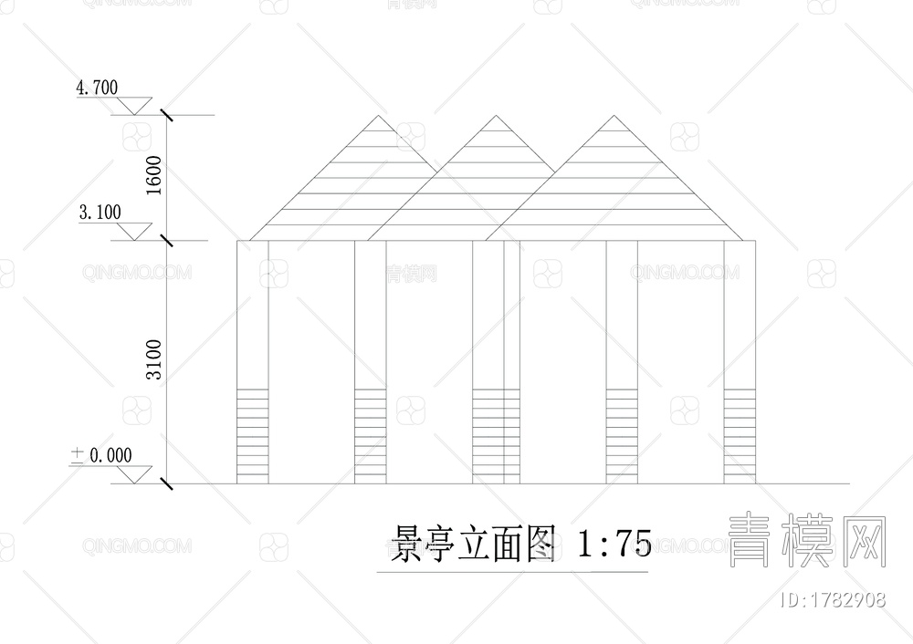 三连透光景亭详图【ID:1782908】