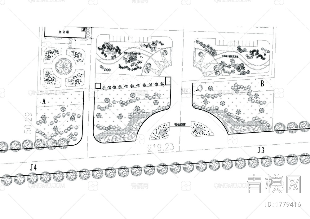 厂区规划加绿化cad总平面【ID:1779416】