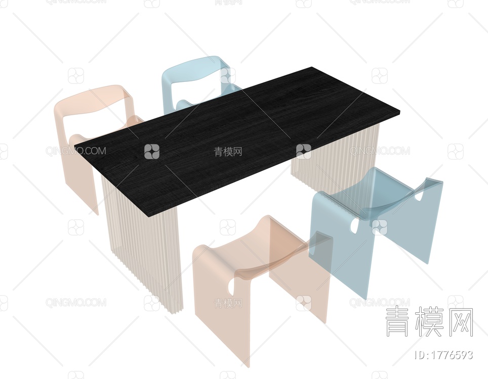 亚克力餐桌椅组合SU模型下载【ID:1776593】