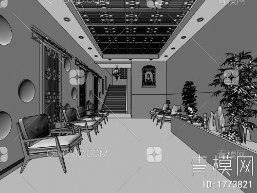 中餐厅前厅3D模型下载【ID:1773821】