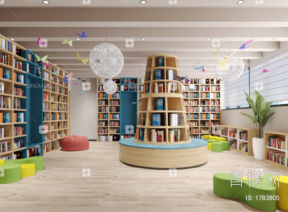 图书阅览室3D模型下载【ID:1783805】