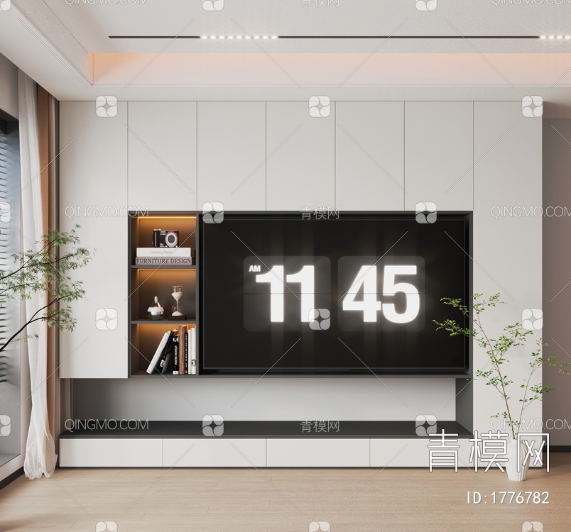 电视背景墙组合3D模型下载【ID:1776782】
