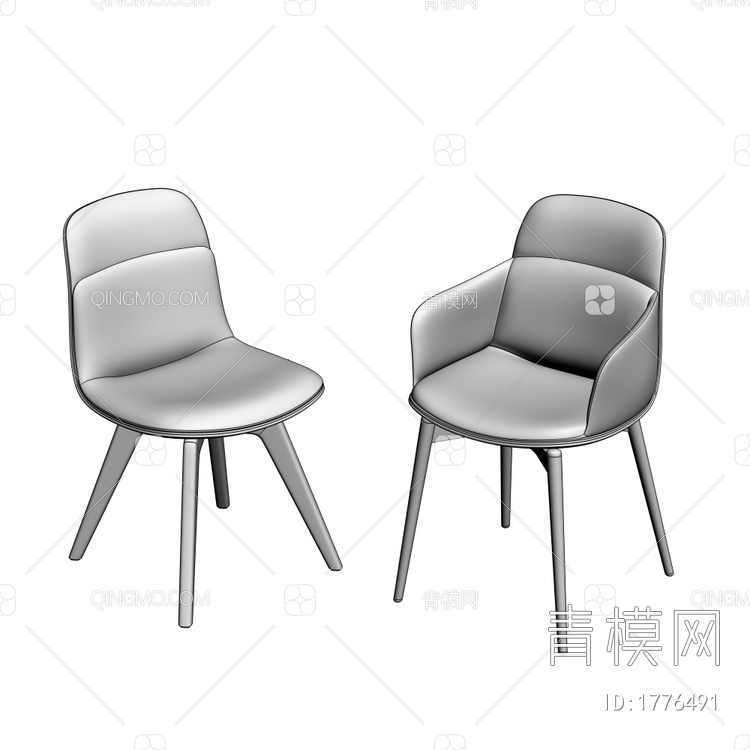单人皮背座椅 单椅3D模型下载【ID:1776491】