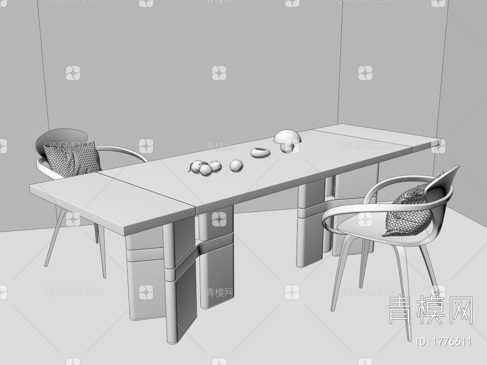 原木餐桌，餐桌椅，桌腿3D模型下载【ID:1776611】