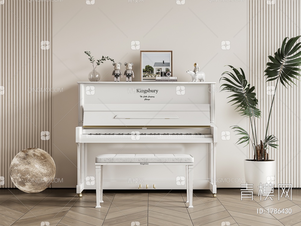 白色钢琴3D模型下载【ID:1786430】
