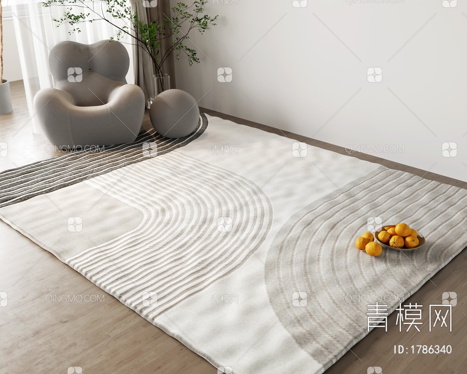 地毯 懒人沙发3D模型下载【ID:1786340】