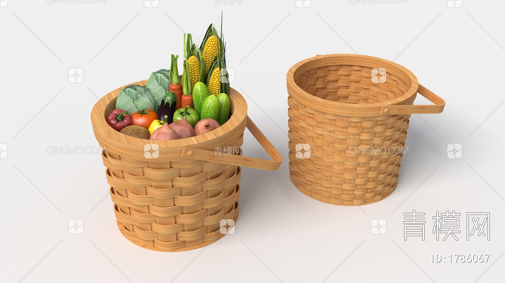 圆形竹篮子3D模型下载【ID:1786067】