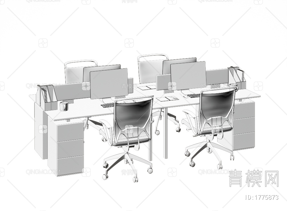 办公桌椅3D模型下载【ID:1775873】