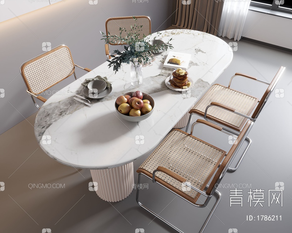 餐桌椅组合3D模型下载【ID:1786211】