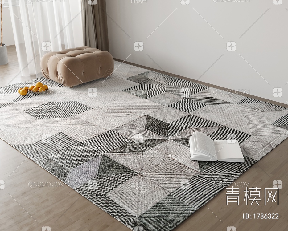 地毯 沙发凳3D模型下载【ID:1786322】
