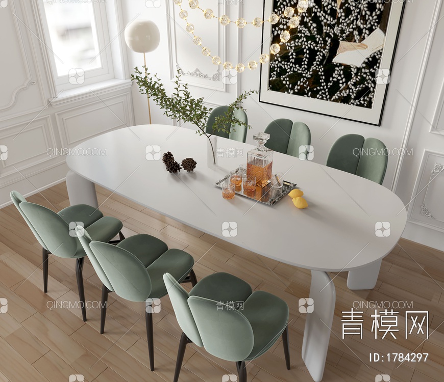 餐桌椅组合3D模型下载【ID:1784297】