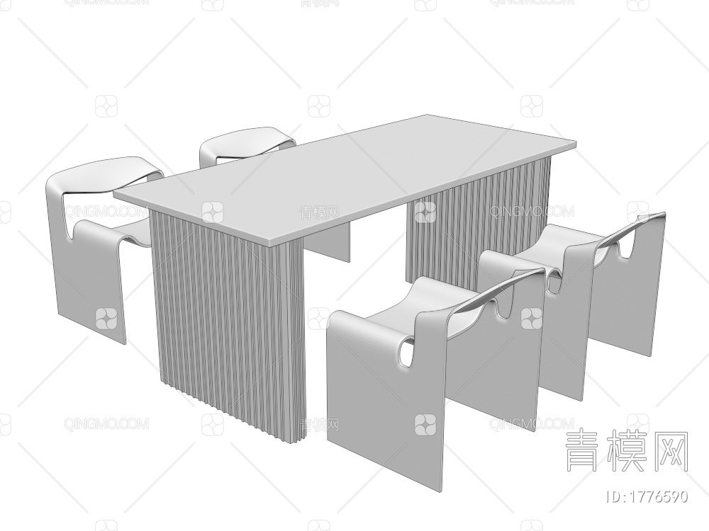 亚克力餐桌椅组合 亚克力餐桌 餐椅亚克力3D模型下载【ID:1776590】