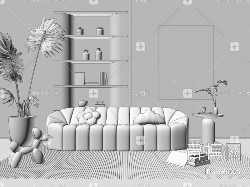 双人沙发3D模型下载【ID:1786055】