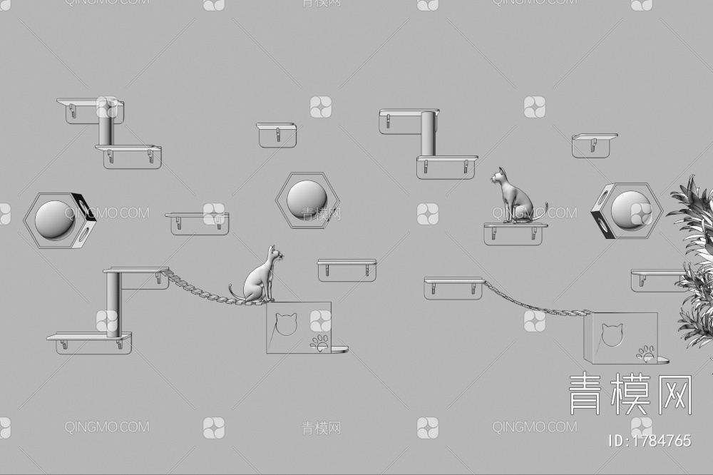 猫爬架3D模型下载【ID:1784765】