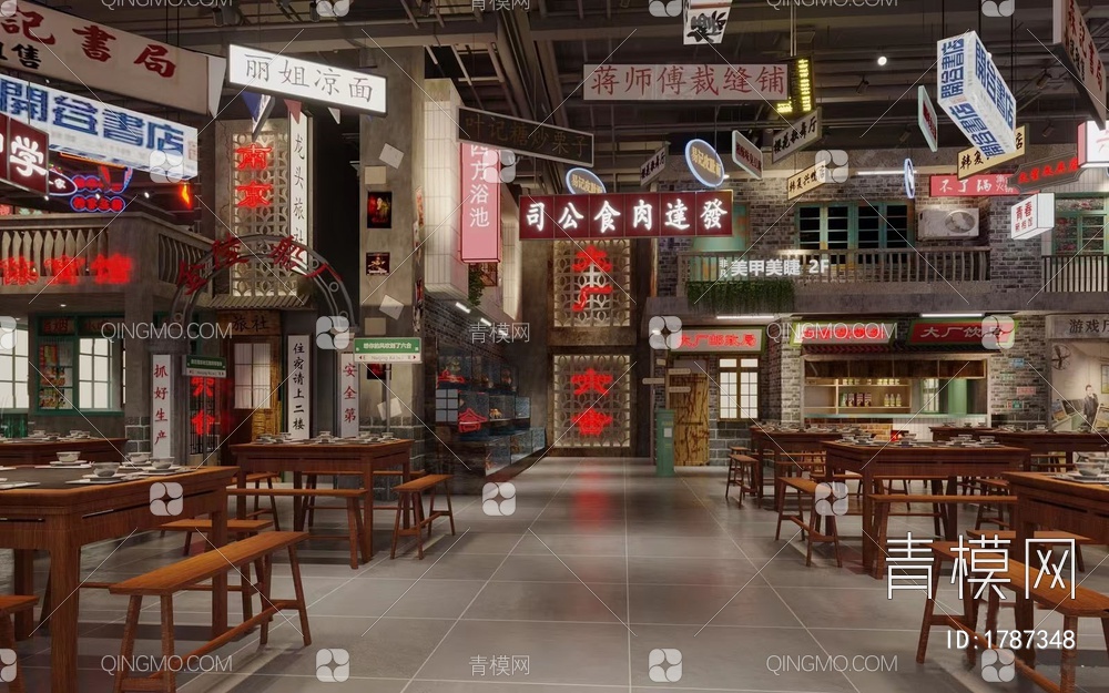 怀旧快餐厅3D模型下载【ID:1787348】