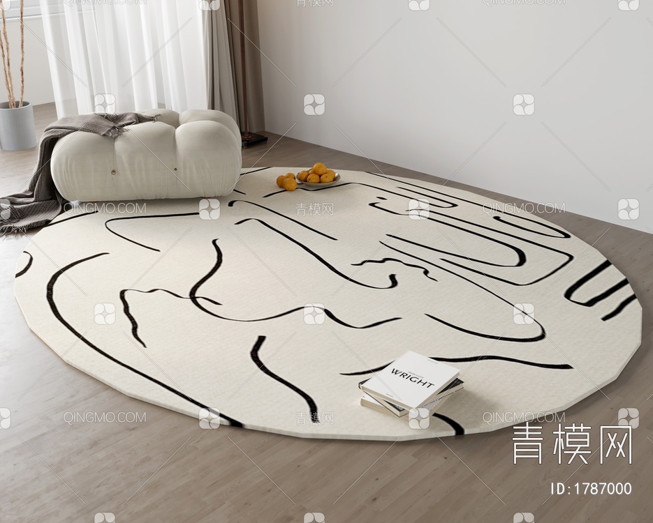 地毯 沙发凳3D模型下载【ID:1787000】
