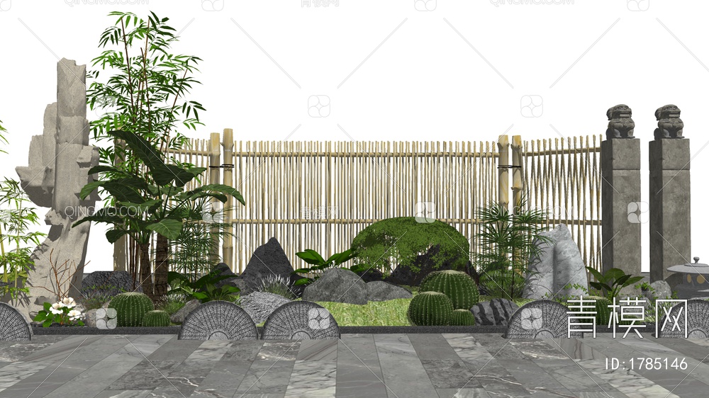 庭院篱笆景观小品SU模型下载【ID:1785146】