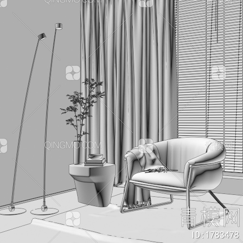 单人沙发3D模型下载【ID:1783478】