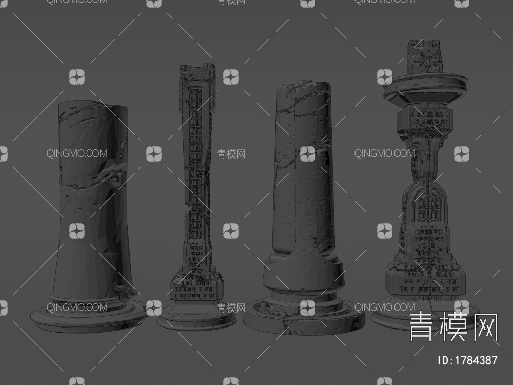 石柱雕塑3D模型下载【ID:1784387】