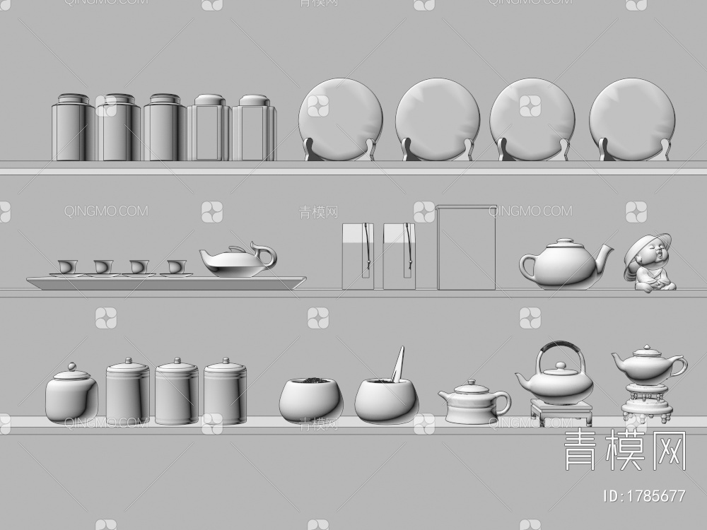 茶具茶叶组合3D模型下载【ID:1785677】