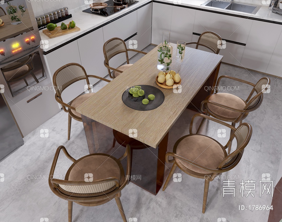 餐桌椅组合 果盘 厨房用品3D模型下载【ID:1786964】