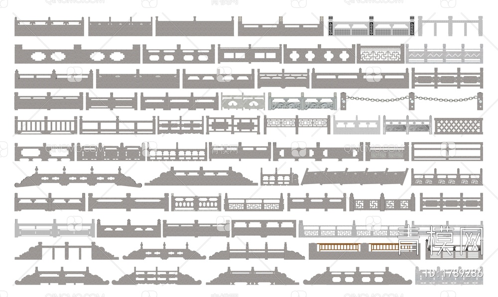 石栏杆SU模型下载【ID:1789286】