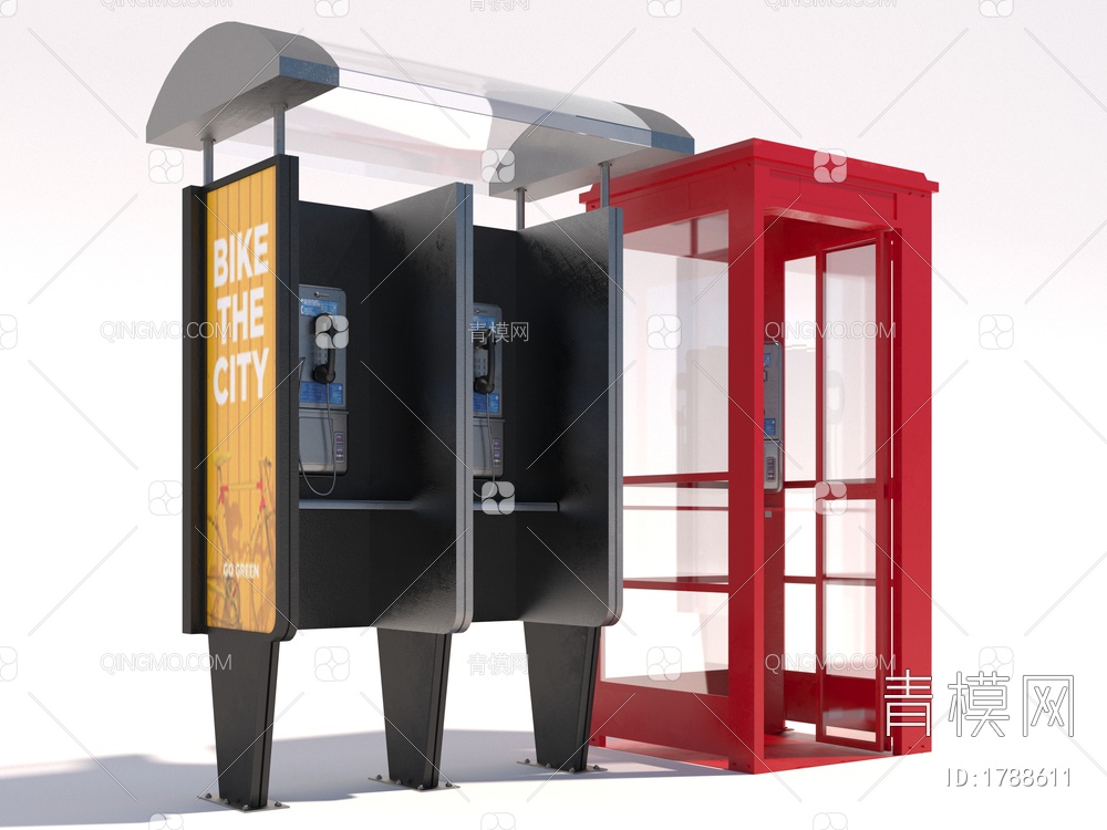 公共电话亭3D模型下载【ID:1788611】