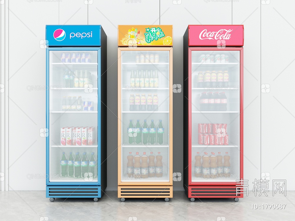 冰箱，冰柜，超市小卖部冰箱柜3D模型下载【ID:1790687】