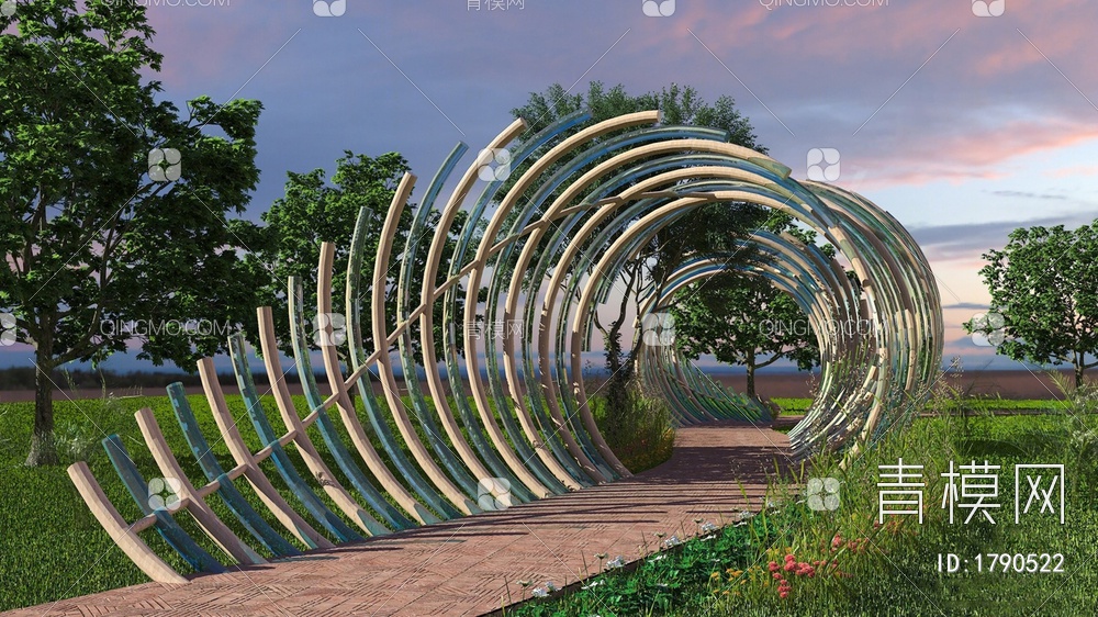 公园艺术异形长廊3D模型下载【ID:1790522】