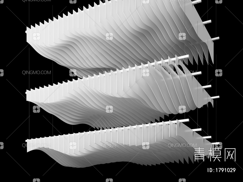 异形吊顶 格栅吊顶 波浪吊顶(2018)3D模型下载【ID:1791029】