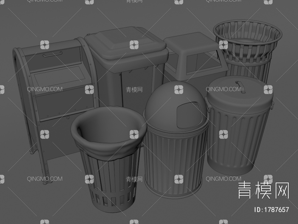 公共器材垃圾桶3D模型下载【ID:1787657】