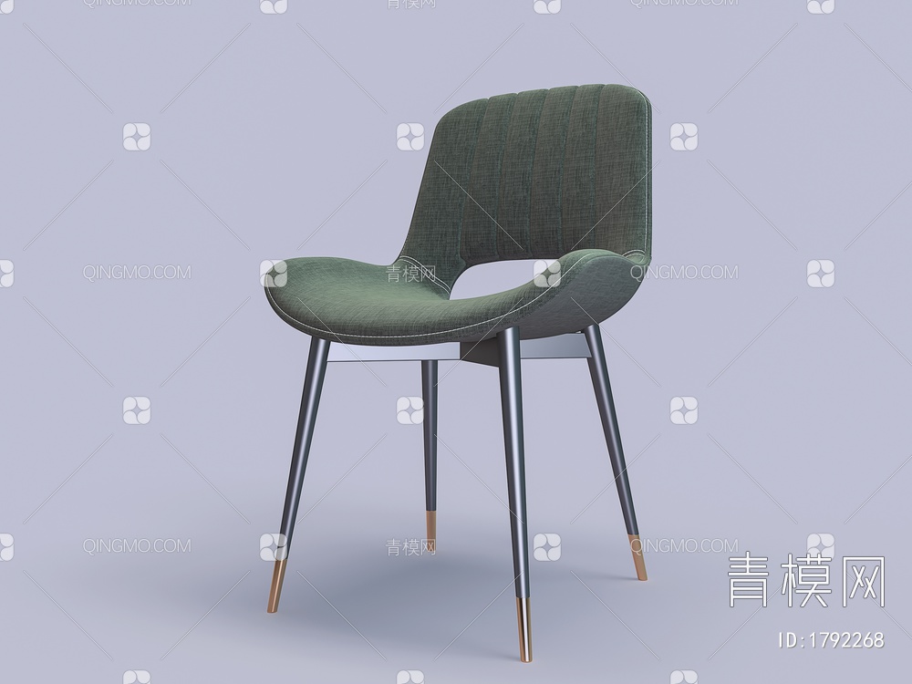 绿色绒布餐椅3D模型下载【ID:1792268】