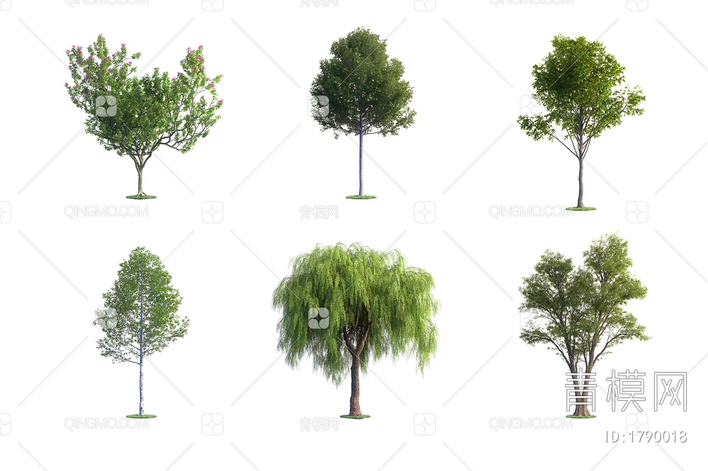 景观树木，户外树木，庭院树木，大路行道树3D模型下载【ID:1790018】