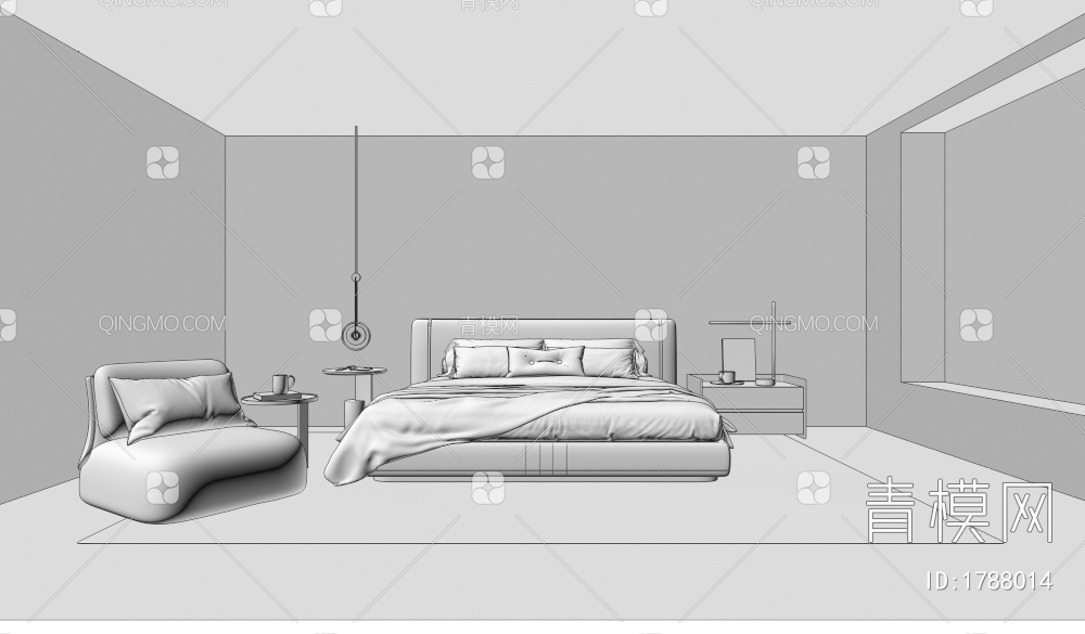 Minotti双人床3D模型下载【ID:1788014】