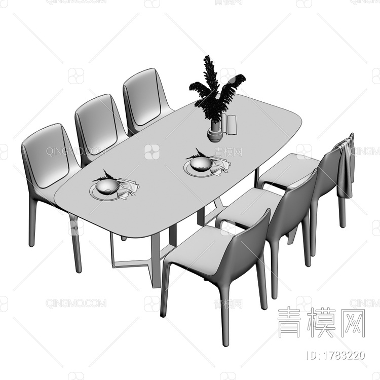 餐桌椅组合3D模型下载【ID:1783220】