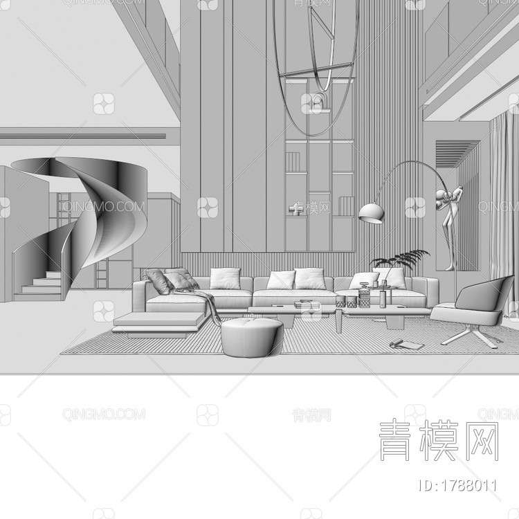 Minotti别墅客厅3D模型下载【ID:1788011】