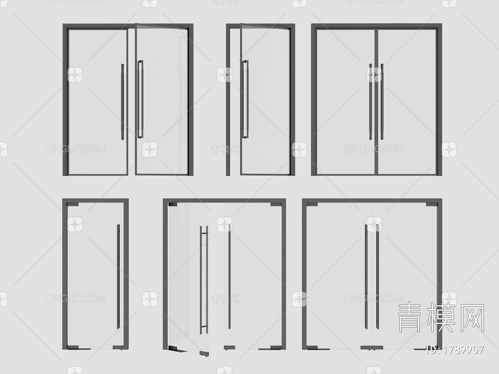 玻璃门，玻璃大门3D模型下载【ID:1789907】