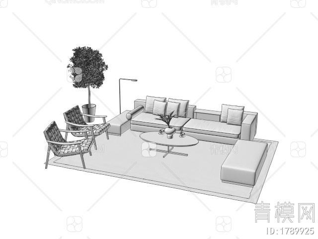 休闲沙发茶几组合3D模型下载【ID:1789925】