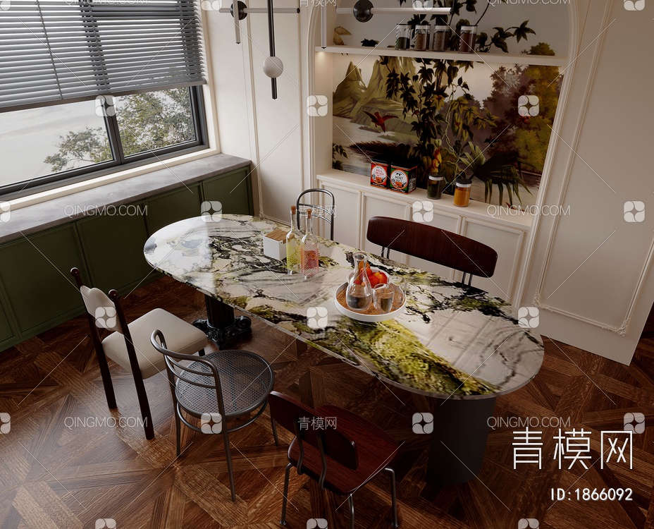 餐桌椅组合3D模型下载【ID:1866092】