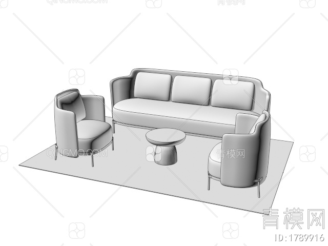 沙发茶几组合3D模型下载【ID:1789916】