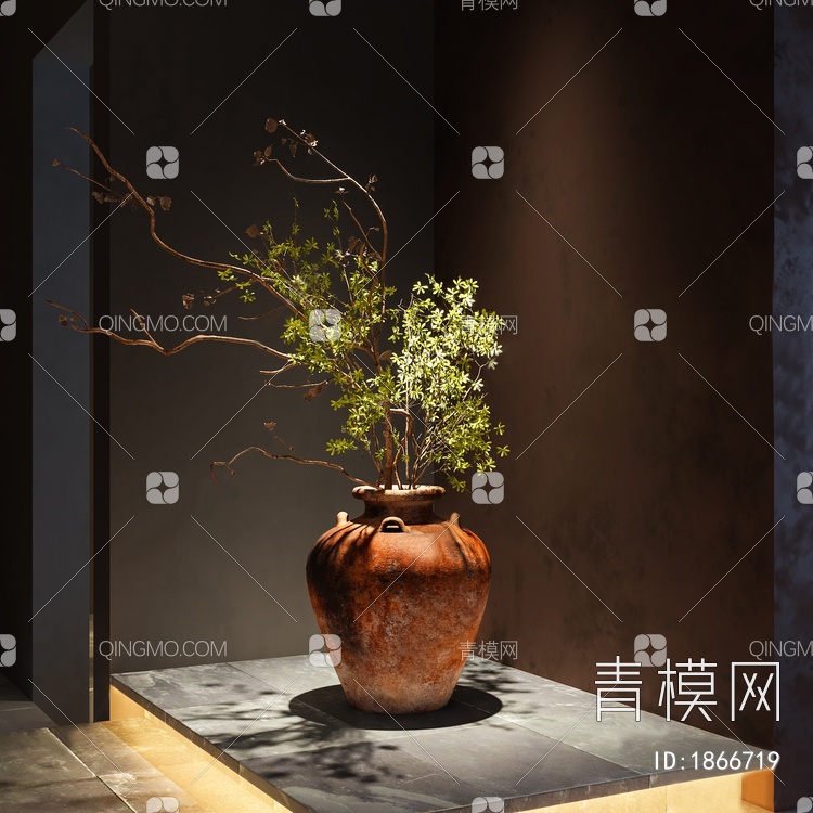 花瓶花艺3D模型下载【ID:1866719】